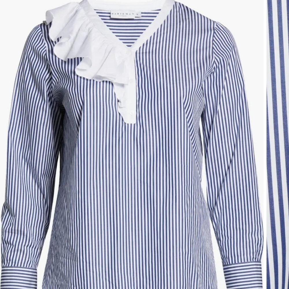 Harshman Vivienne Stripe Popover Tunic Blouse Size Small